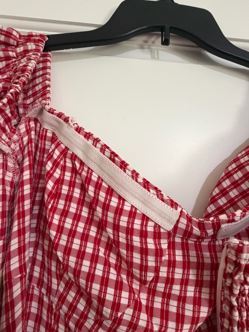 Anthropologie Maeve Gingham Bare Frill Mini Dress - Picture 12 of 14